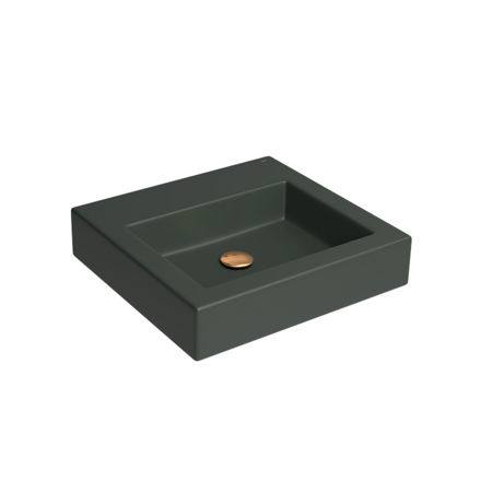 Imagen de Bacha de apoyo cuadrada 45 cm c/mesa verde mate Deca