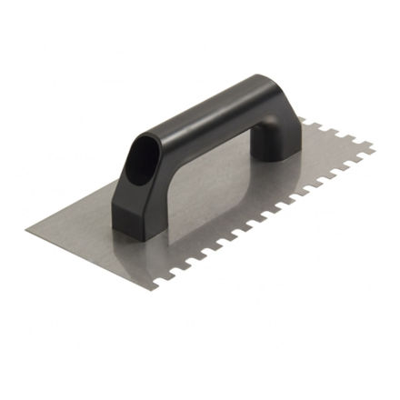 Imagen de Llana de acero p/porcelanato 10mm x 38cm d.cur