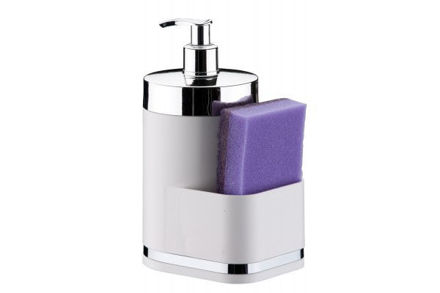 Imagen de DISPENSADOR JABÓN LIQUIDO Y ESPONJA BLANCO