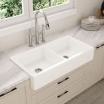 Imagen de Pileta de cocina doble de loza DMC 82X51X25 .
