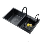 Imagen de Pileta de cocina DREAM doble acero negra 78x43x23 cm