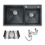 Imagen de Pileta de cocina DREAM doble acero negra 78x43x23 cm