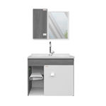 Imagen de Mueble de baño suspendido Sophia Etna 60cm bacha de resina natural y espejo con botiquín