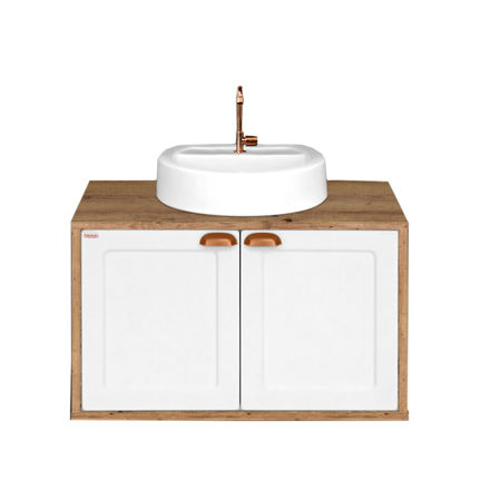 Imagen de Mueble de baño suspendido Creta Rustico blanco 78 cm sin bacha