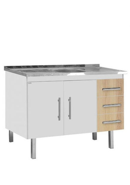 Imagen de Mueble de cocina bajo mesada 120 cm Roble y blanco