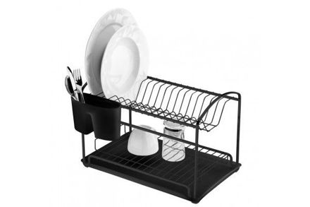 Imagen de ESCURREPLATOS CON BANDEJA NEGRO MATE