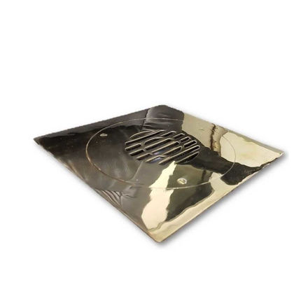 Imagen de Rejilla bronce pulido c/sifón caja plomo  20x20cm