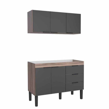 Imagen de Mueble bajo mesada cocina con aéreo Flamingo negro 120 cm