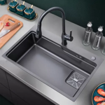 Imagen de Pileta de cocina DREAM simple grande Negra 75x45x21cm