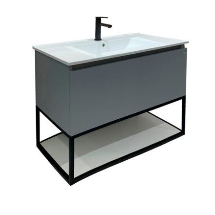 Imagen de Mueble de baño suspendido Gray 80cm con bacha de loza