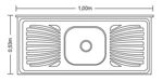 Imagen de Mesada con pileta simple de acero inox 100 cm con Válvula