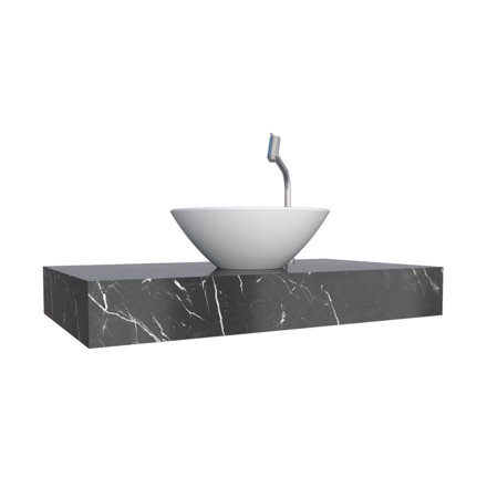 Imagen de Mueble de baño suspendido en porcelanato Peri Negro Pulido 80 cm sin bacha
