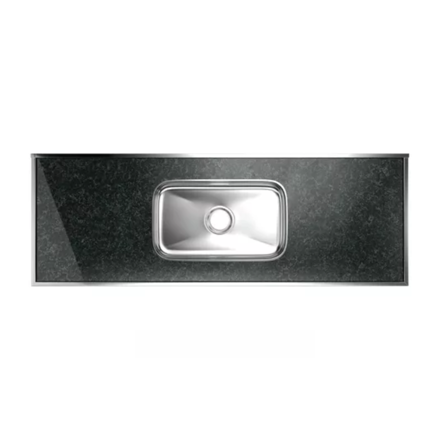 Imagen de Mesada c/pileta inox 150cm Verde Labrador Central Forminox