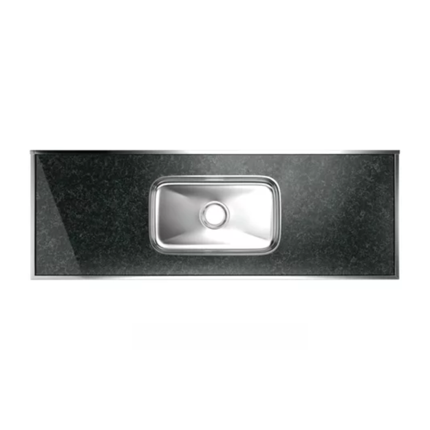 Imagen de Mesada c/pileta inox 150cm Verde Labrador Central Forminox