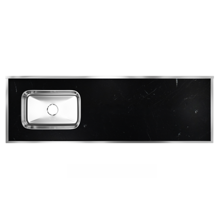 Imagen de Mesada c/pileta inox 160cm Negra Izquierda Forminox