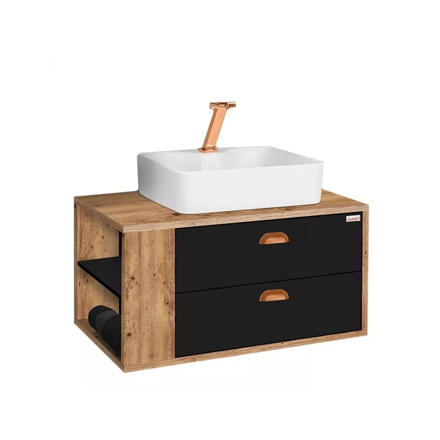 Imagen de Mueble de baño Florencia 78 negro nicho izquierdo