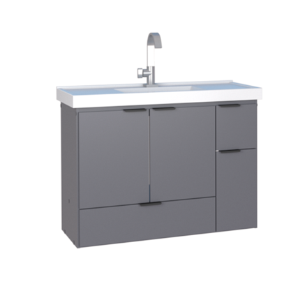 Imagen de Mueble de baño suspendido Orquidea gris 80 cm con bacha de resina