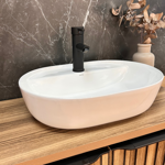 Imagen de Bacha de apoyo ovalada c/mesa 51x38 cm blanco brillante Dmc