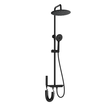 Imagen de Barral de ducha Negro Mate c/botones y ducha higiénica GC