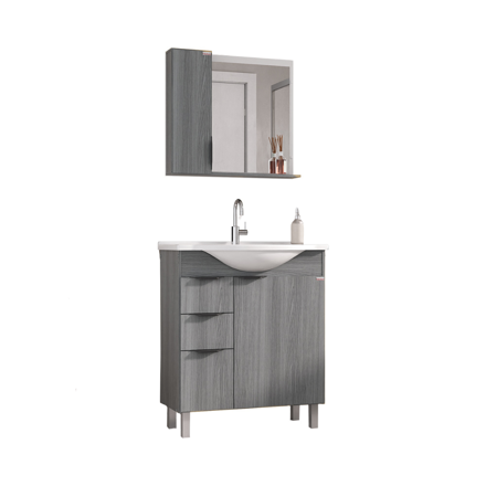 Imagen de Mueble de baño de Pie Crystal Etna 72 cm con Bacha de resina y espejo con botiquín
