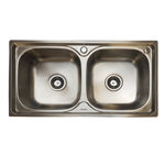 Imagen de Pileta doble cocina acero inox. 304 78x43x21 cm con valvula
