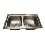 Imagen de Pileta doble cocina acero inox. 304 78x43x21 cm con valvula
