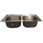 Imagen de Pileta doble cocina acero inox. 304 78x43x21 cm con valvula