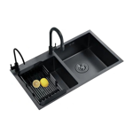 Imagen de Pileta de cocina DREAM doble acero negra 78x43x23 cm