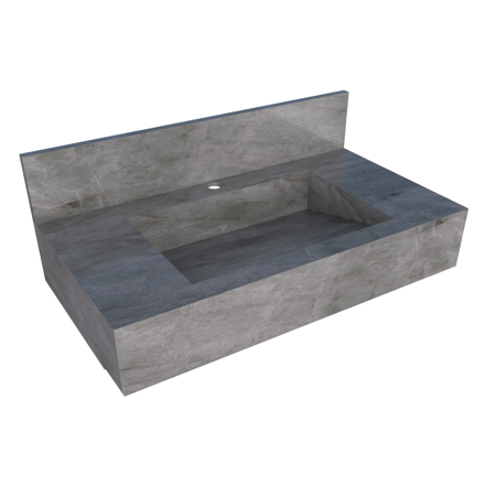 Imagen de Mueble de baño suspendido de porcelanato gris Milano 84 cm con bacha incorporada
