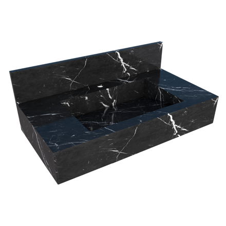 Imagen de Mueble de baño suspendido de porcelanato Negro Milano 84 cm con bacha incorporada