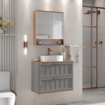 Imagen de Mueble de baño suspendido Milena 78 cm Avellana/Catedral sin bacha