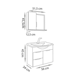 Imagen de Mueble de baño suspendido Crystal  Roble 56 cm Bacha de resina natural y espejo con botiquín