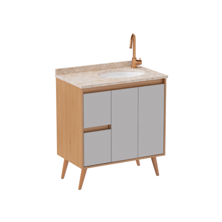 Imagen de Mueble de baño de pie Danubio Nude 80 cm mesada granito con lavatorio incorporado