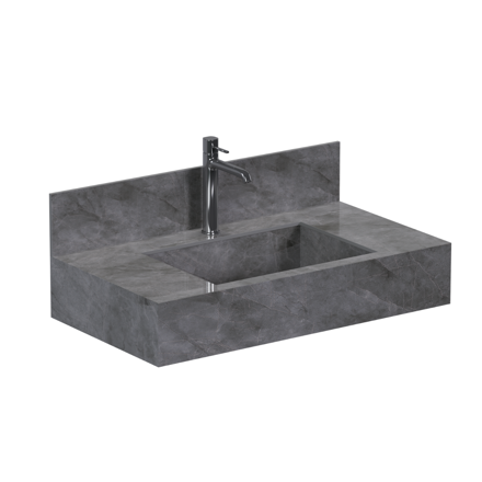 Imagen de Mueble de baño suspendido de porcelanato Gris Napoles 80 cm con bacha incorporada