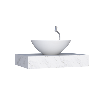 Imagen de Mueble de baño suspendido en porcelanato Peri Blanco marmolado Pulido 80 cm sin bacha