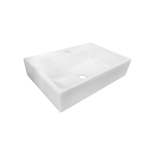 Imagen de Bacha de apoyo rectangular  52x36 cm c/mesa Blanco Brillo Dmc