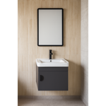 Imagen de Mueble de baño suspendido Gris 51 cm con Bacha de Loza y espejo