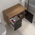 Imagen de Mueble de baño suspendido Clarice 78 cm Negro/Catedral sin bacha